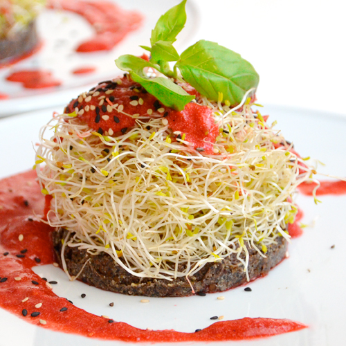 Ensalada de brotes de alfalfa con vinagreta de frambuesas | Kijimuna's  Kitchen. Recetas sencillas con alimentos vivos